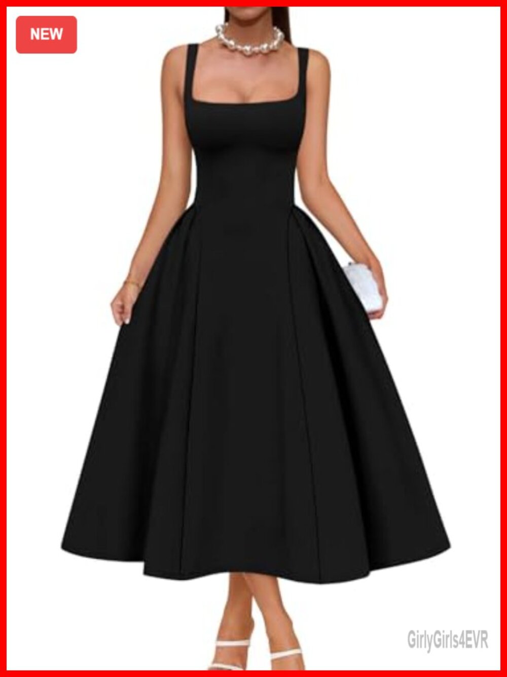 Women's Square Neck Off Shoulder Ruched Midi A-Line Party Dress
